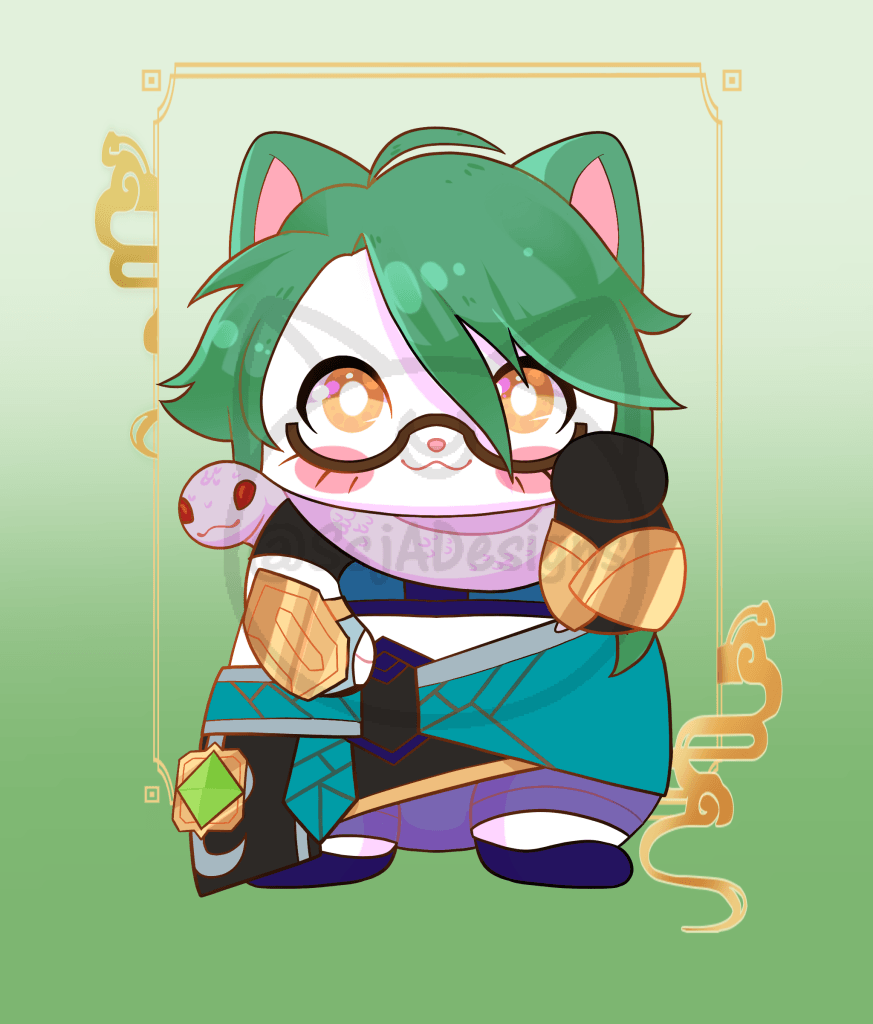 5x7 Genshin Lucky Cat Postcard Art Print