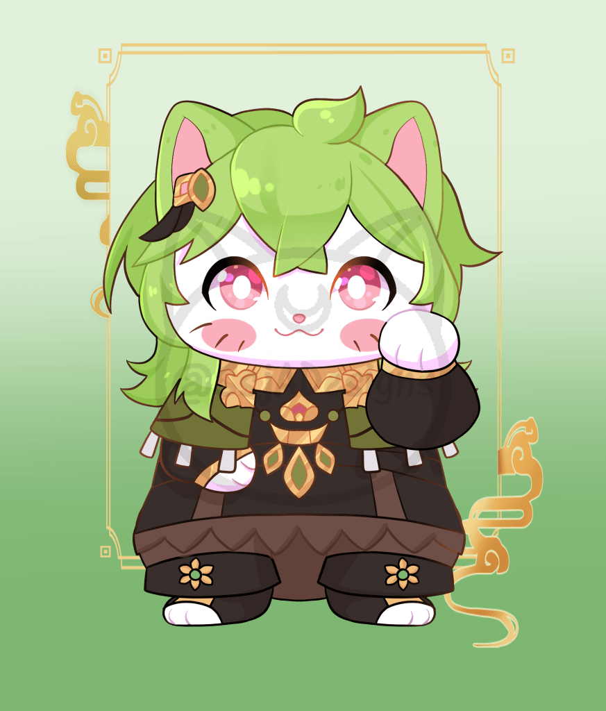 5x7 Genshin Lucky Cat Postcard Art Print