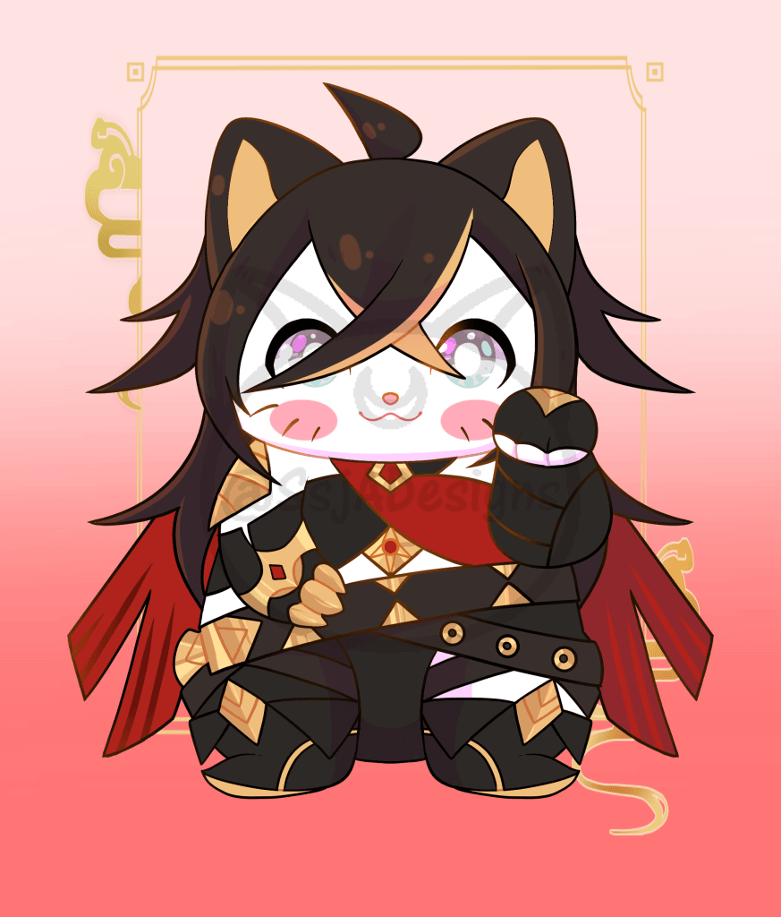 5x7 Genshin Lucky Cat Postcard Art Print