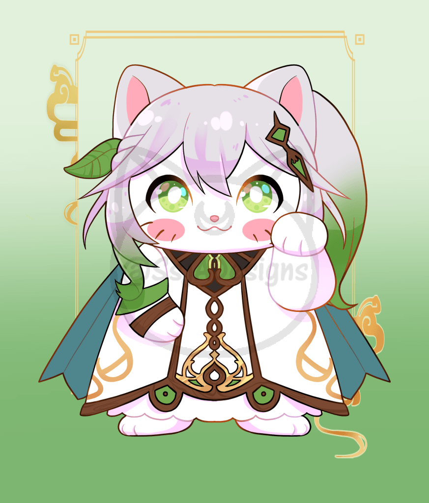 5x7 Genshin Lucky Cat Postcard Art Print