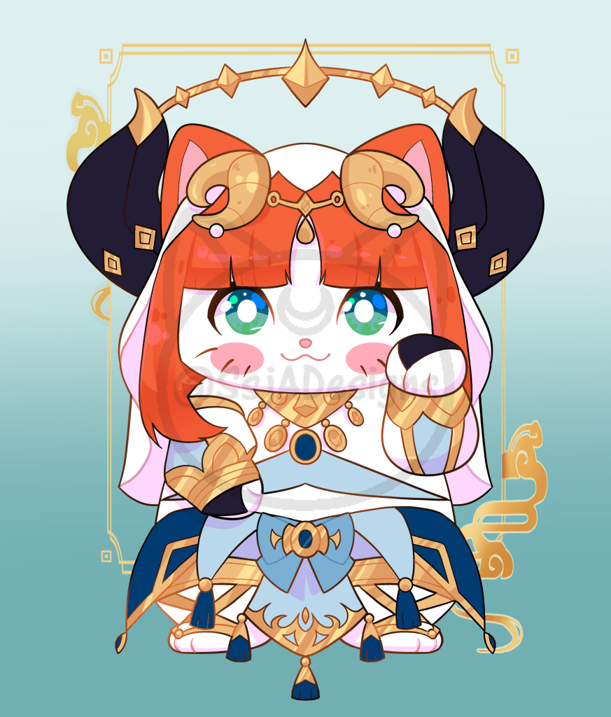 5x7 Genshin Lucky Cat Postcard Art Print