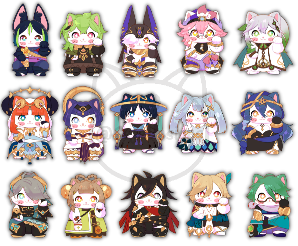 3" Genshin Lucky Cat Stickers