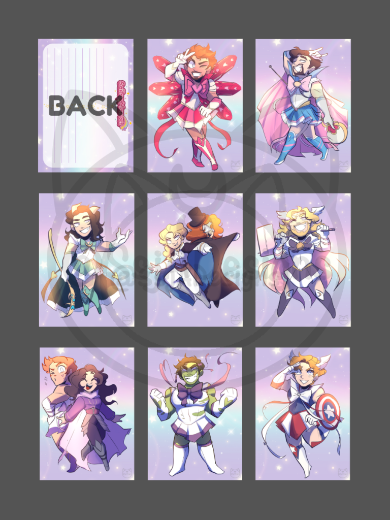 5x7 Sailor Marvel Chibis Postcard Art Print - Phase 1