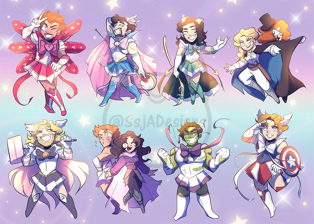 5x7 Sailor Marvel Chibis Postcard Art Print - Phase 1