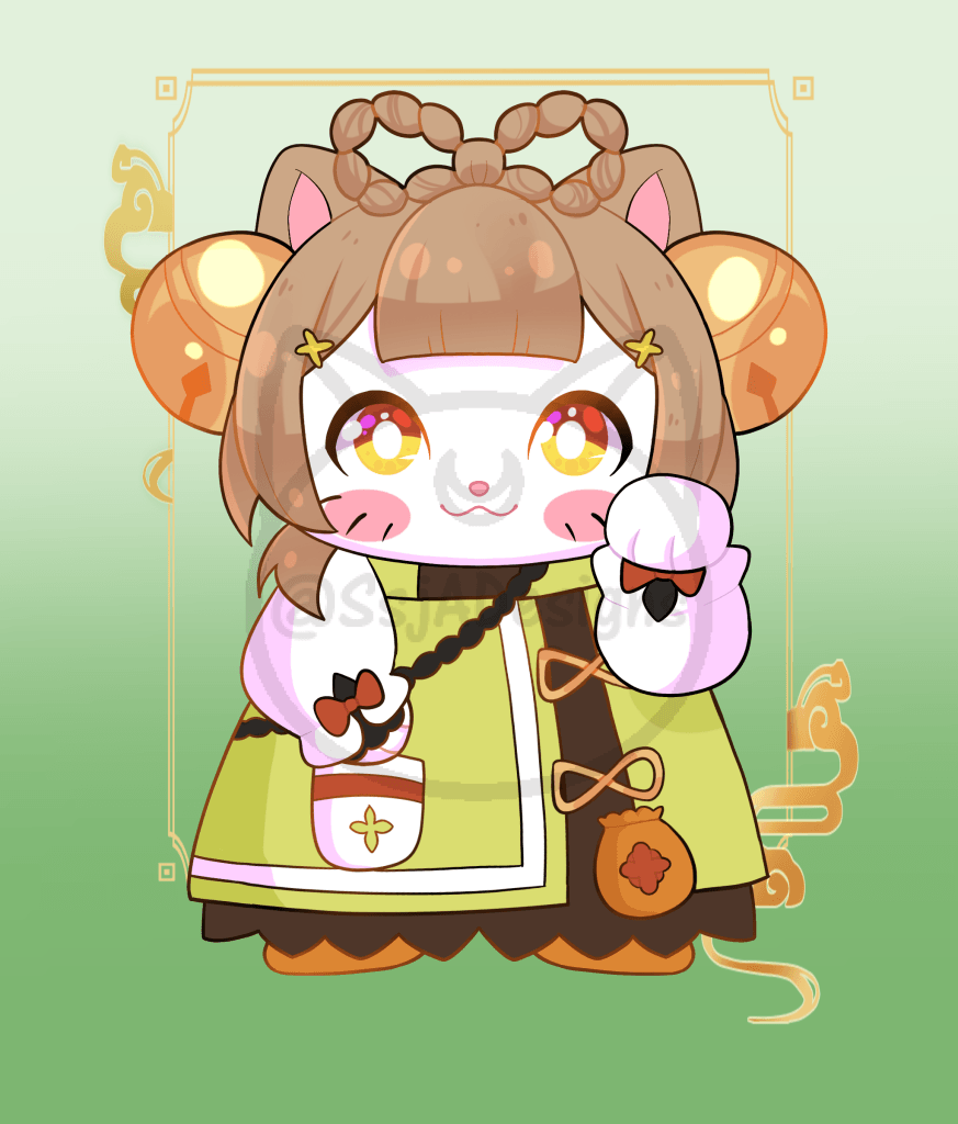 5x7 Genshin Lucky Cat Postcard Art Print
